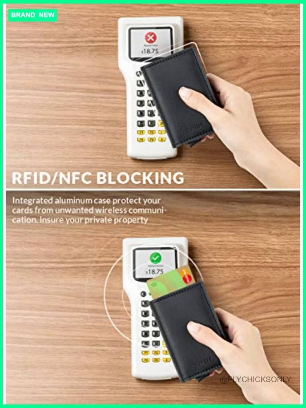 Pop Up Wallet Automatic Leather Slim Credit Card Holder RFID Blocking Metal